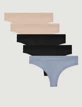 Women's Second Skin Luxe Rib Thong (5-Pack)