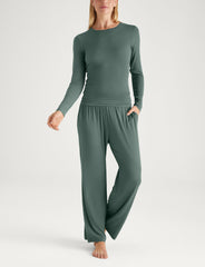 Women's Micro Rib Long Sleeve Tee & Pant Set