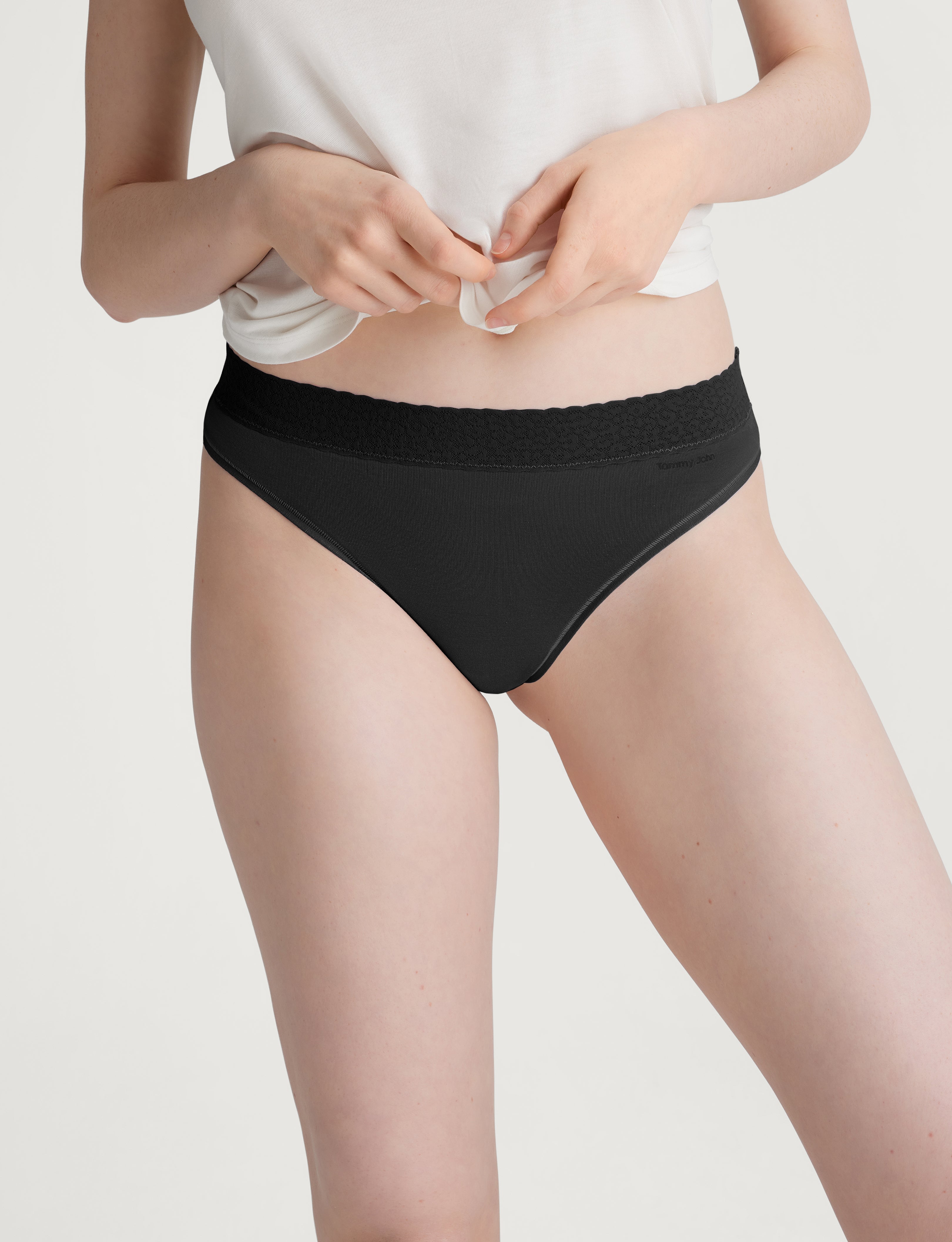 Women's Second Skin Thong, Lace Waist (5-Pack)