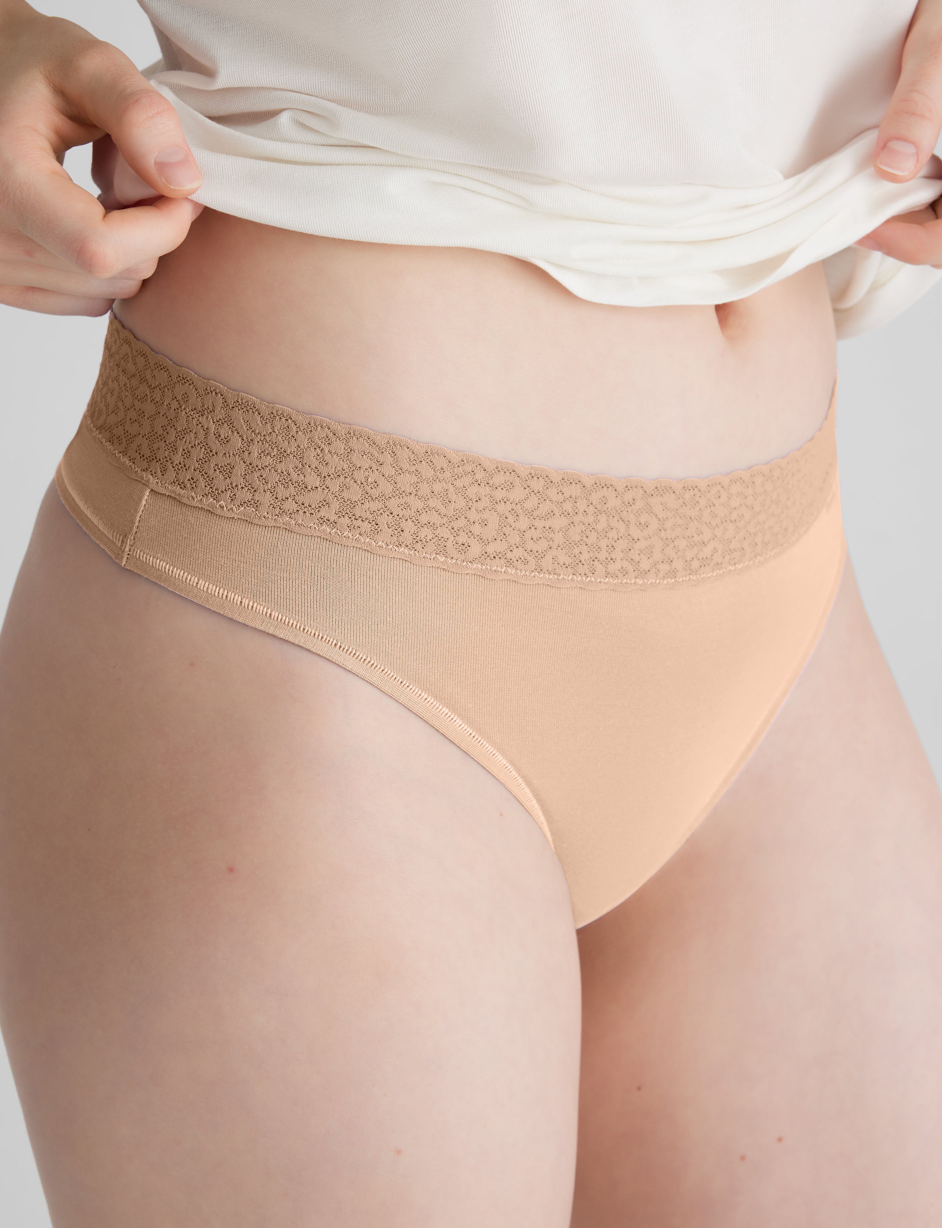Women's Second Skin Thong, Lace Waist