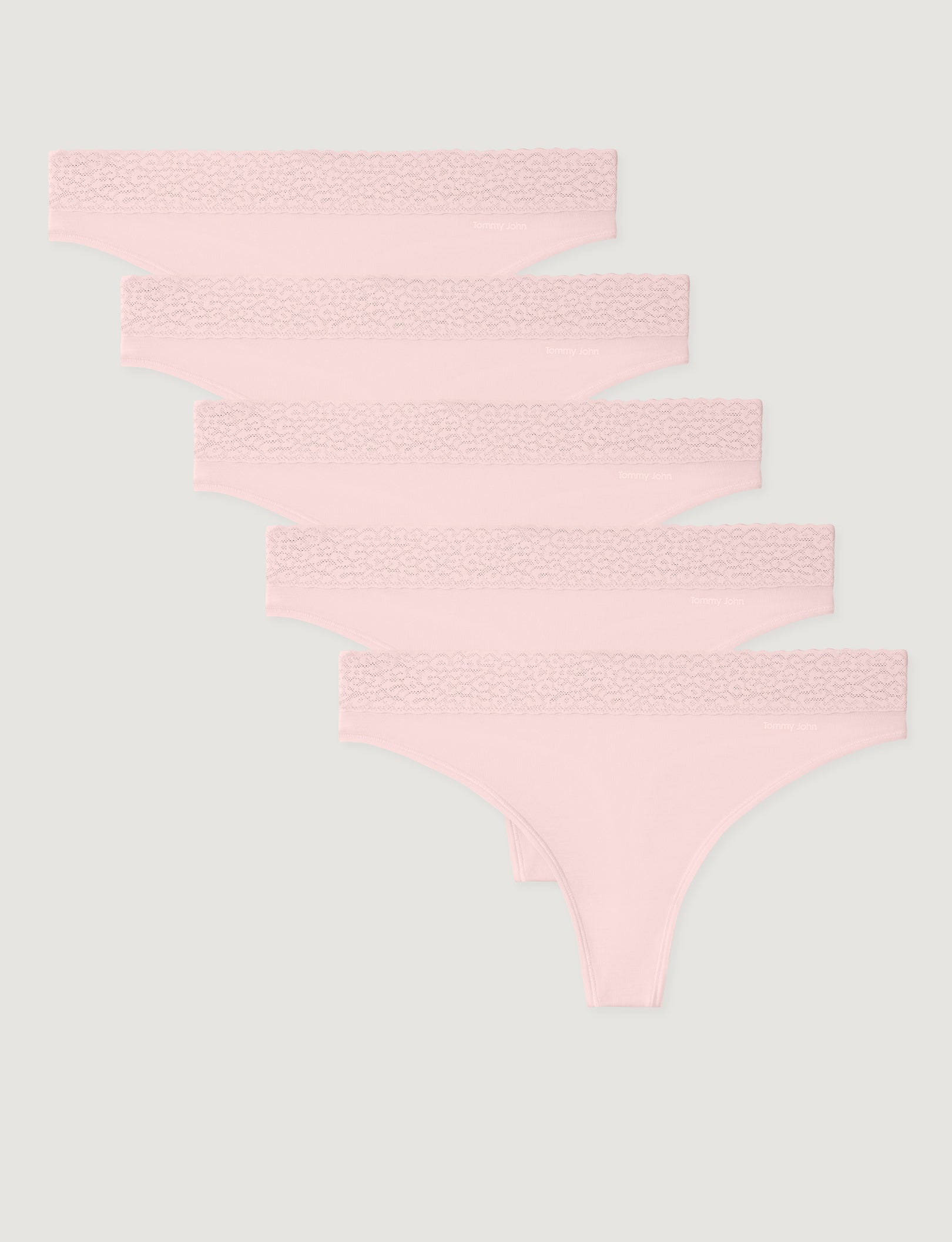 Women's Second Skin Thong, Lace Waist (5-Pack)