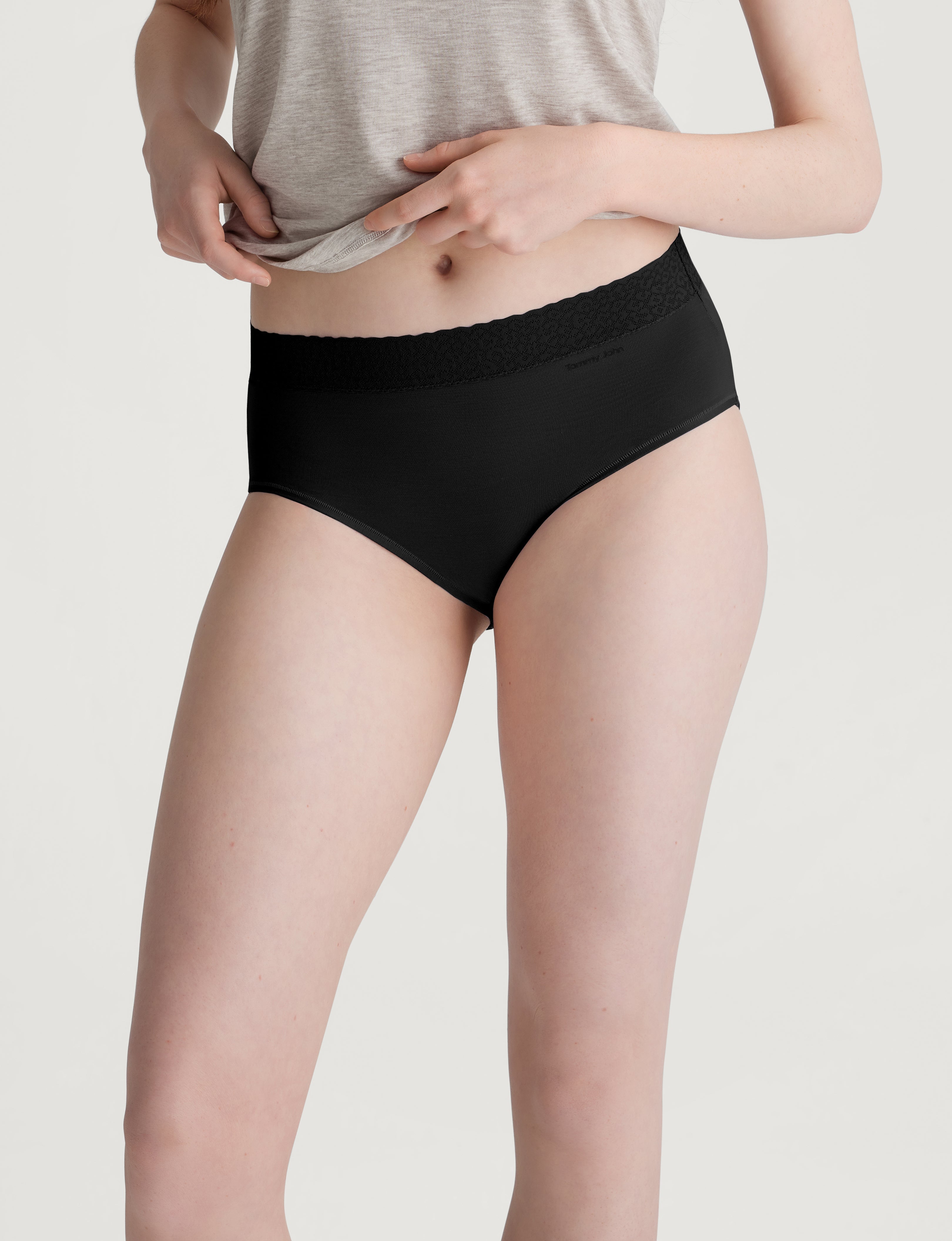 Women's Second Skin High-Rise Brief, Lace Waist (5-Pack)