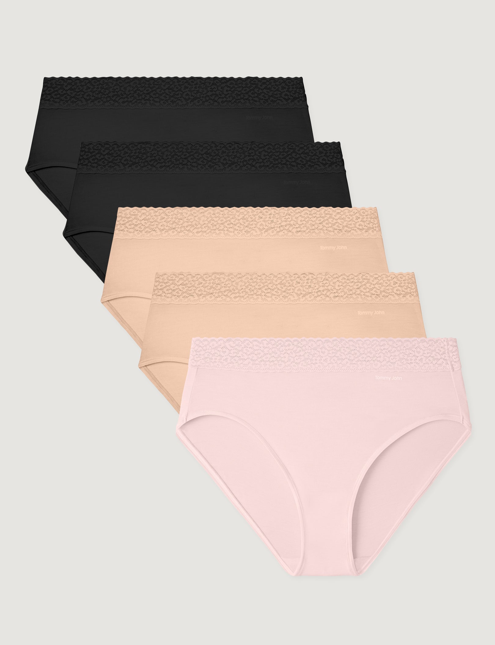 Women's Second Skin High-Rise Brief, Lace Waist (5-Pack)