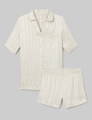 Women's Satin Jacquard Pajama Top & Short Set