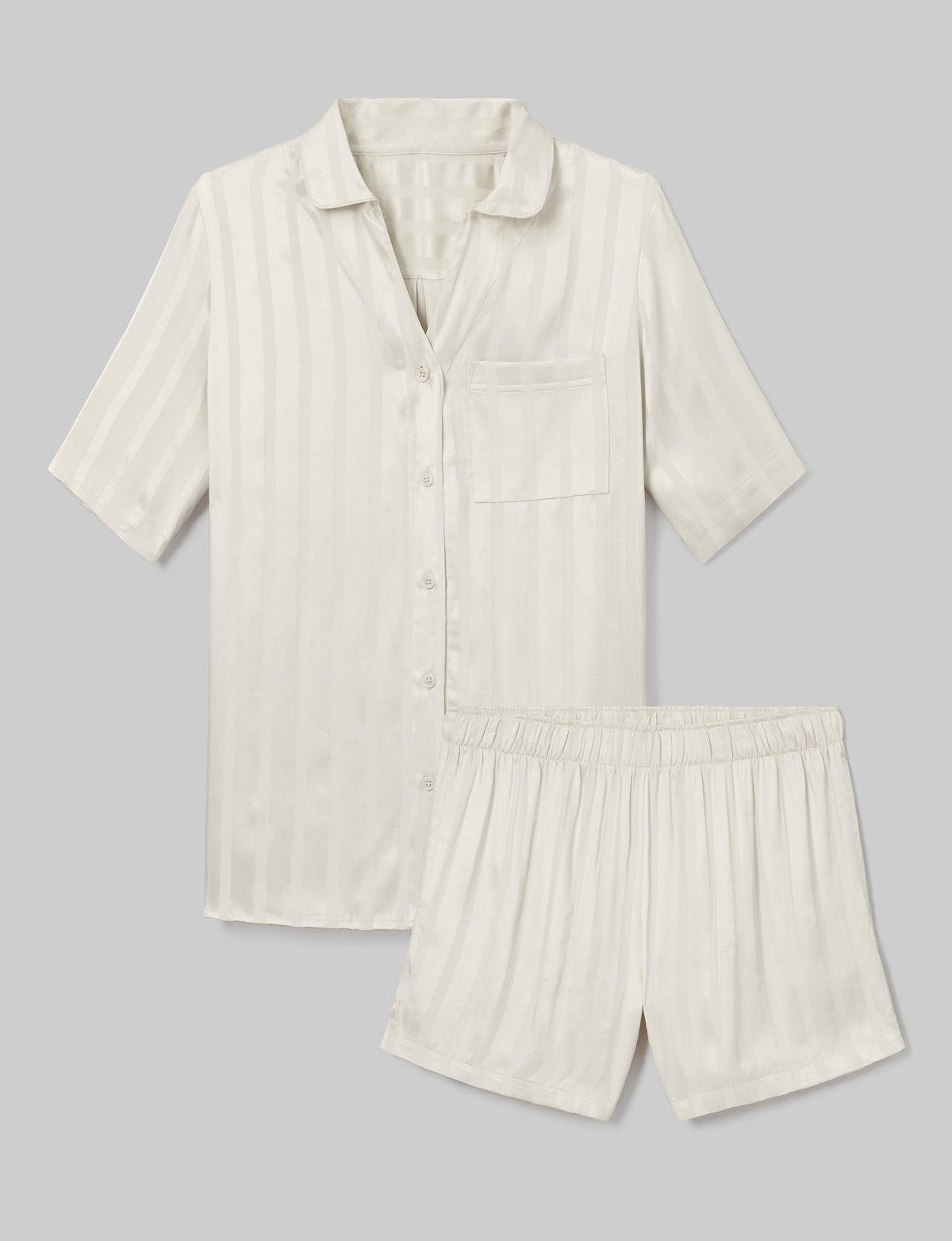 Women's Satin Jacquard Pajama Top & Short Set