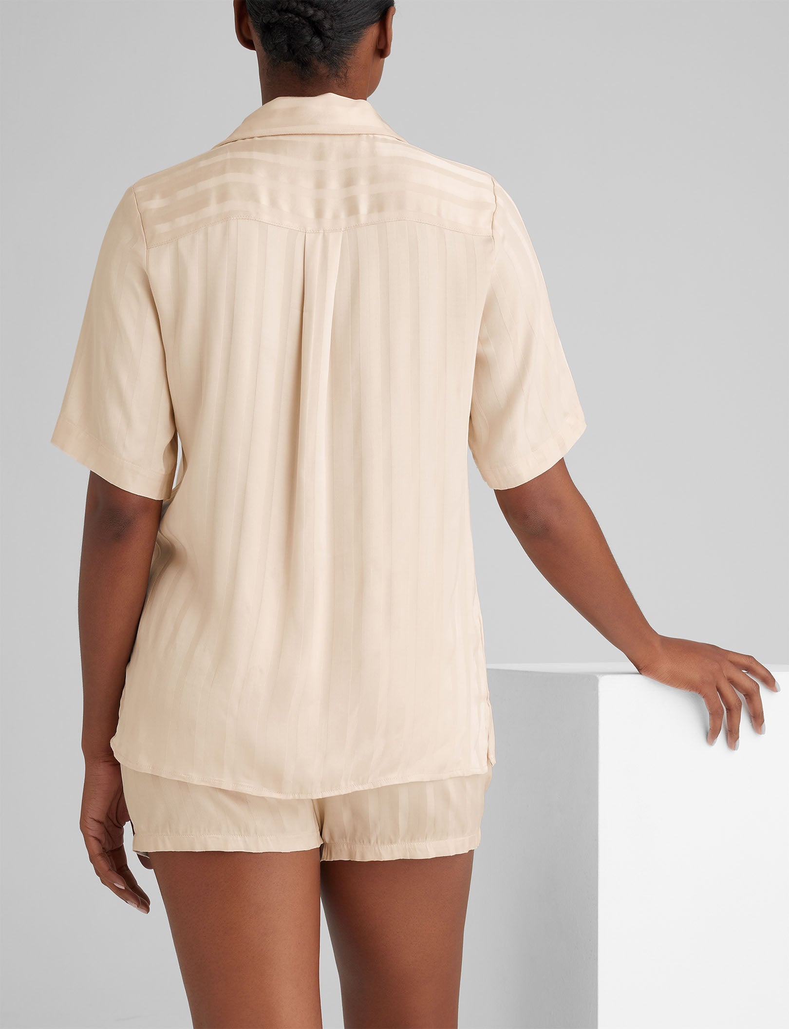 Women's Satin Jacquard Pajama Top & Short Set