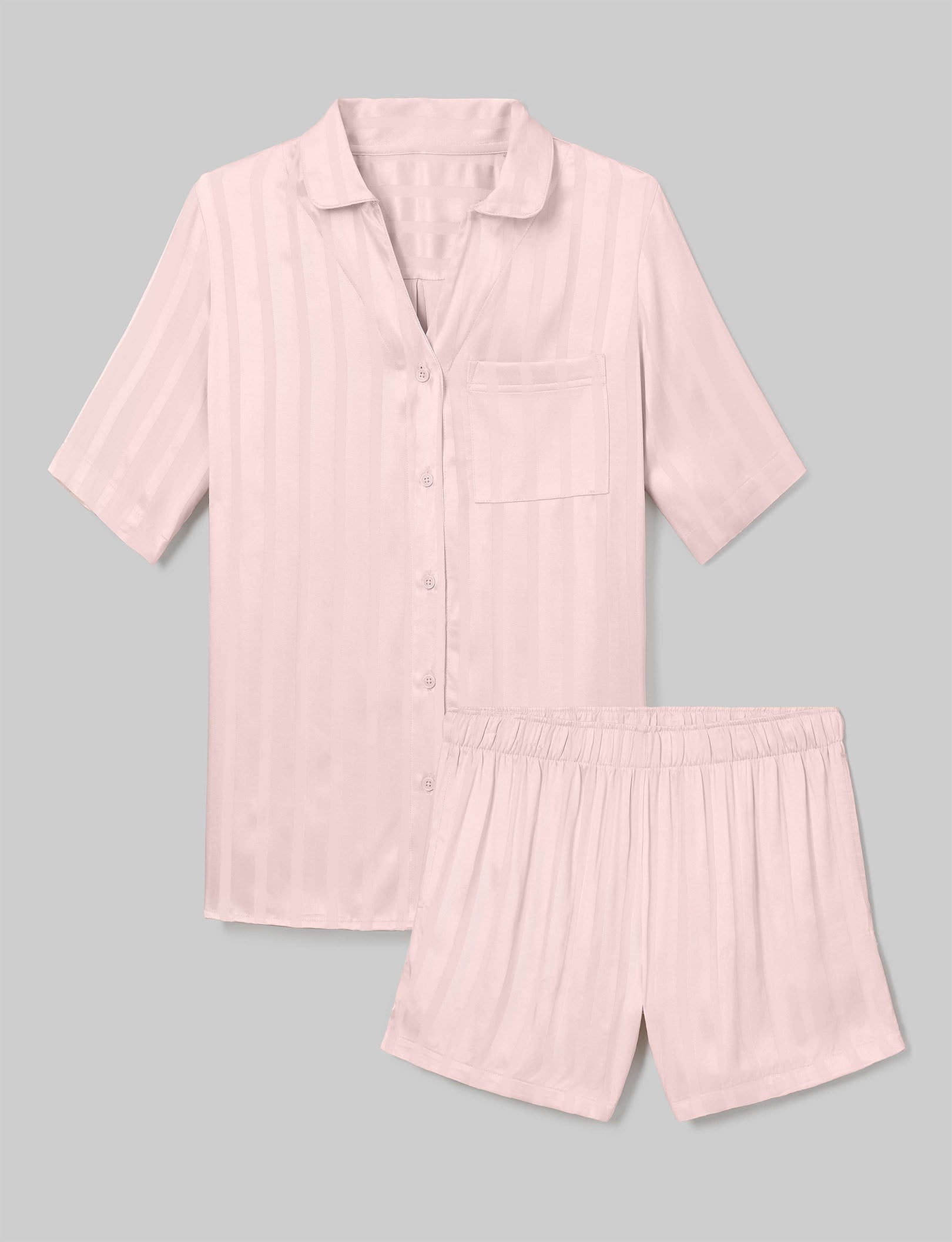 Women's Satin Jacquard Pajama Top & Short Set