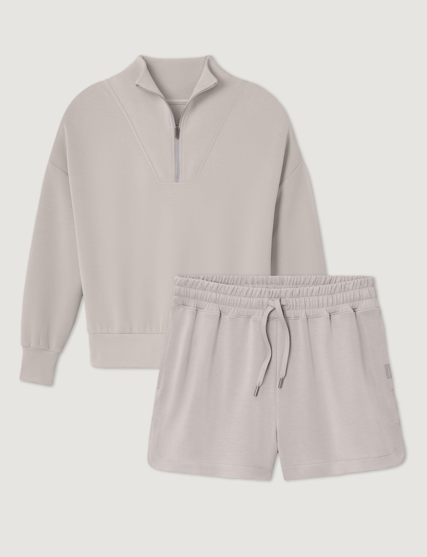 Women's Luxe Traveler Knit Quarter Zip & Mid-Rise Short Set