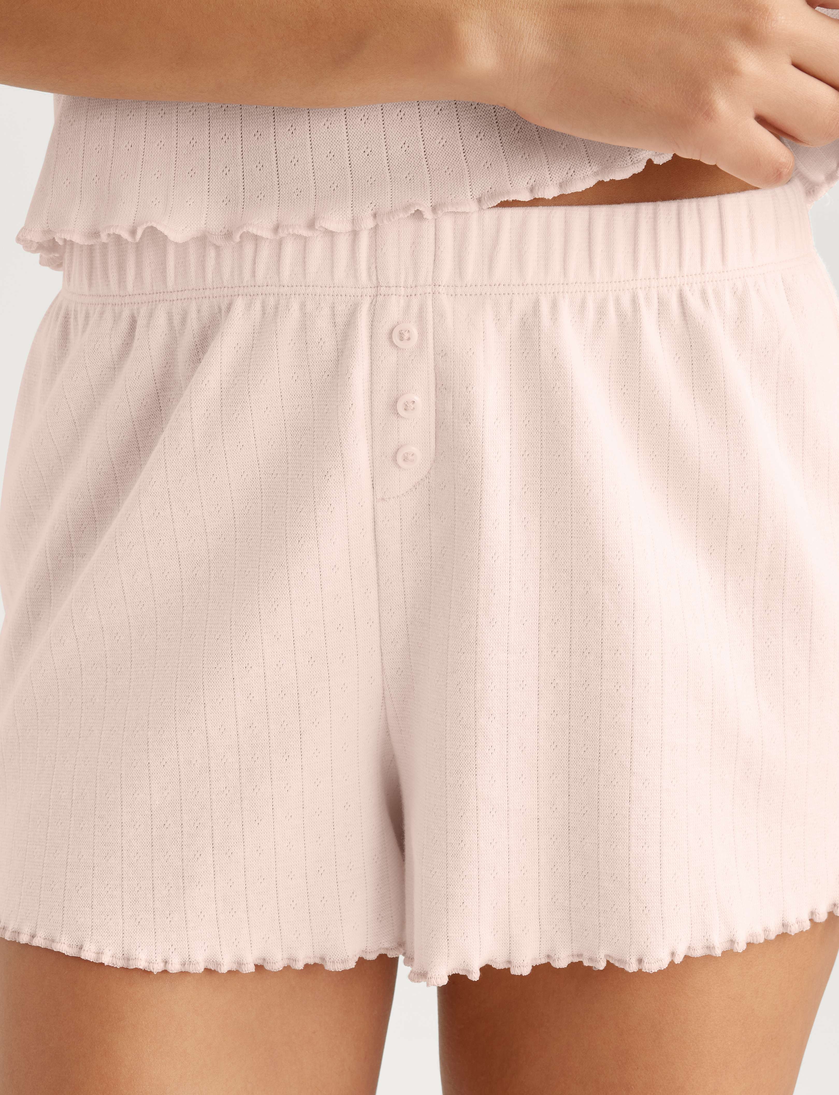 Women's Cotton Pointelle Rib Sleep Short