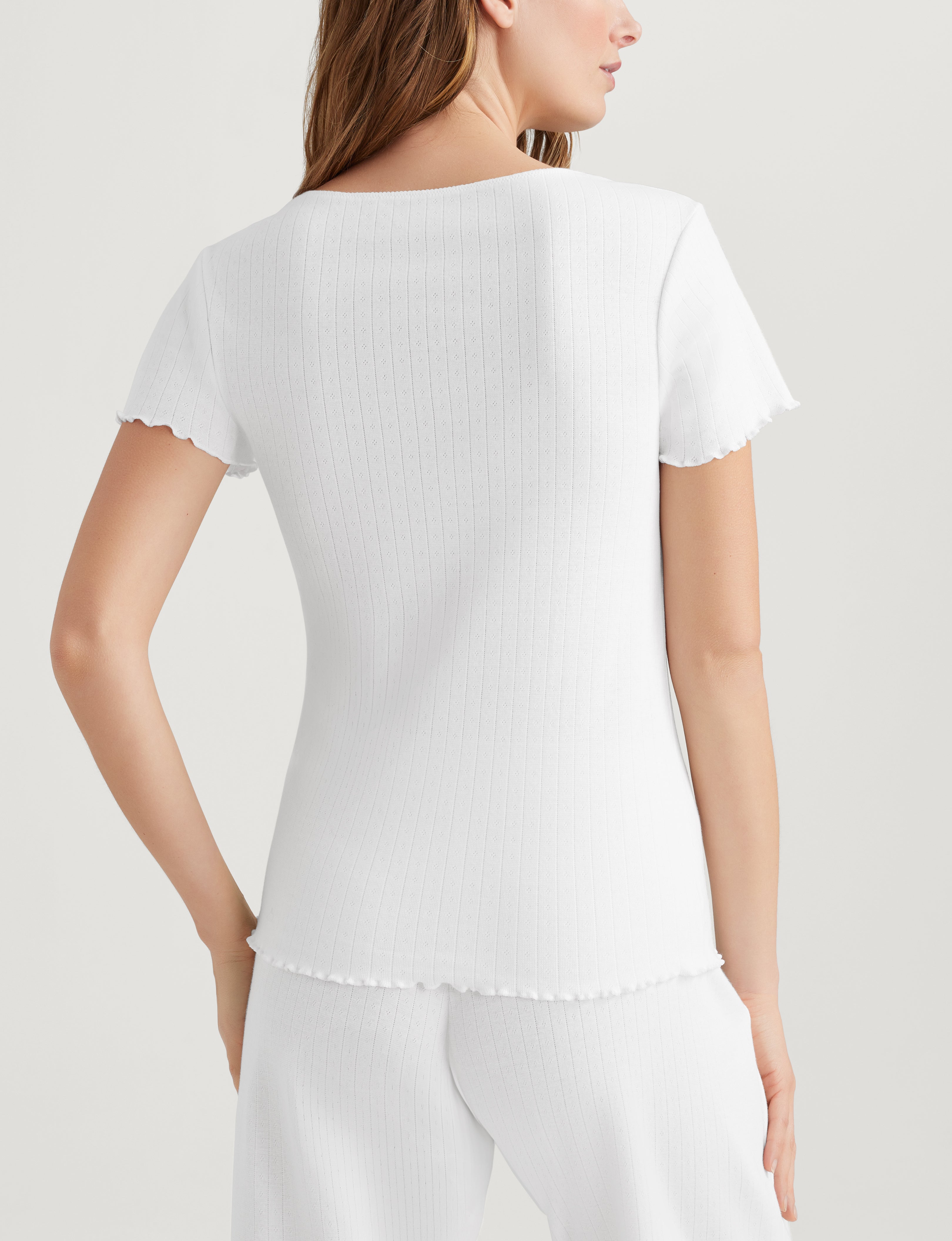 Women's Cotton Pointelle Rib Tee & Short Set