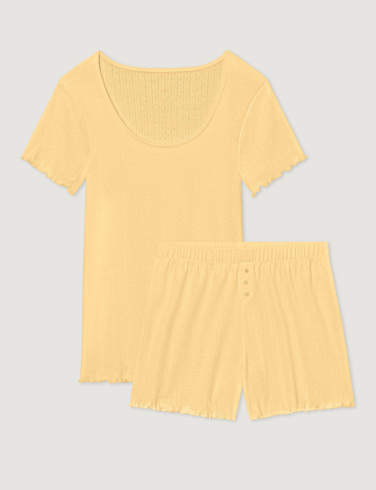 Women's Cotton Pointelle Rib Tee & Short Set