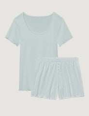 Women's Cotton Pointelle Rib Tee & Short Set