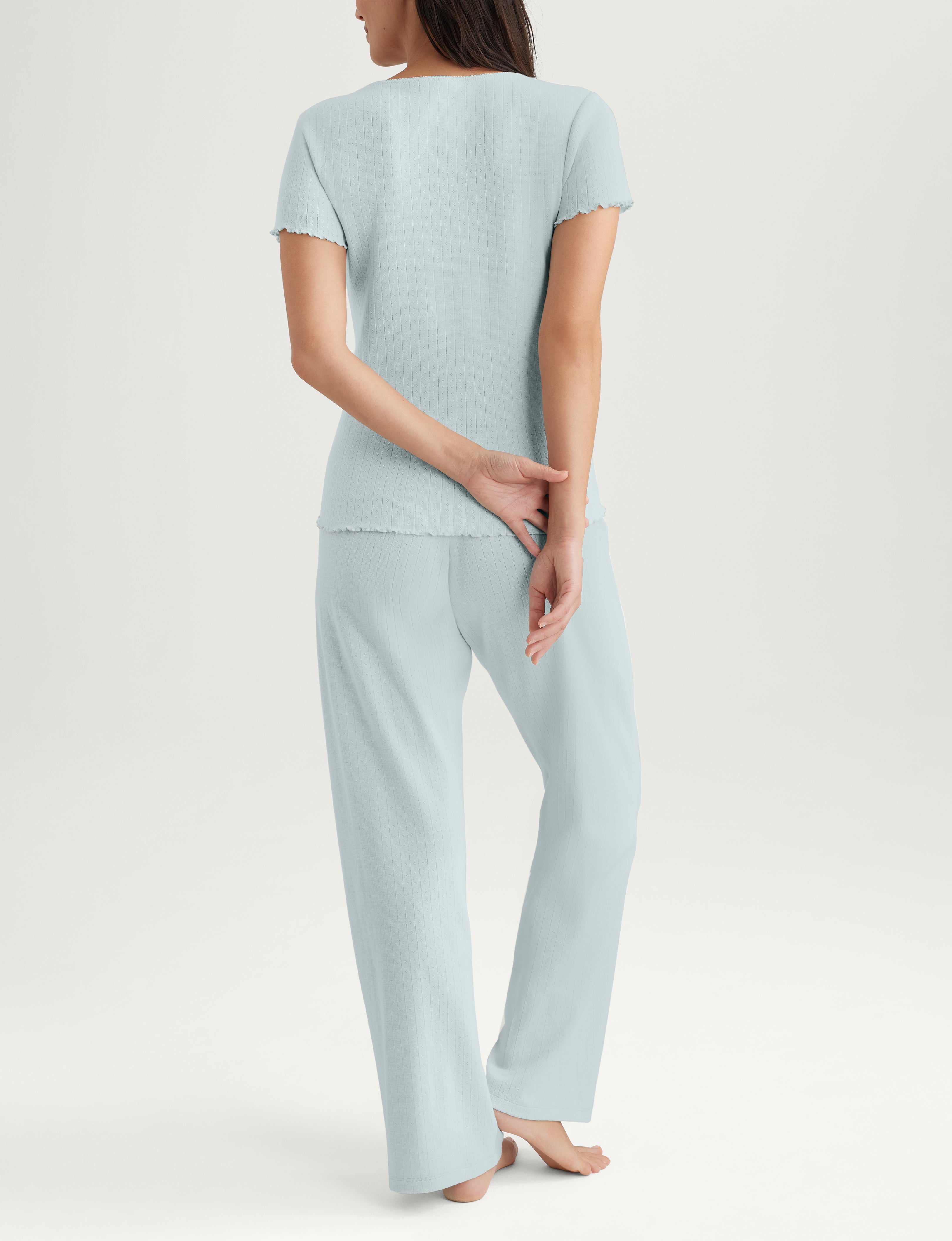 Women's Cotton Pointelle Rib Tee & Pant Set