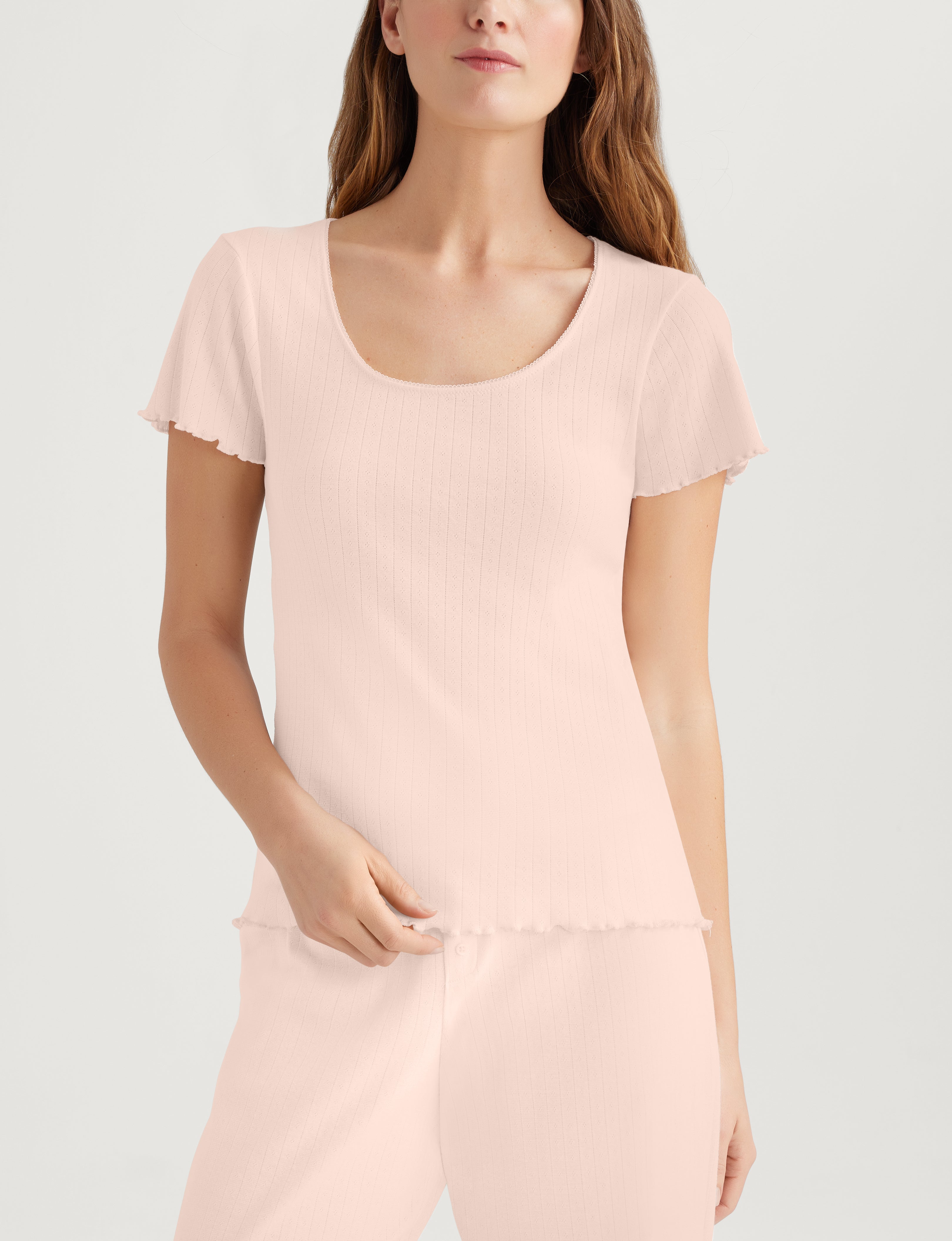 Women's Cotton Pointelle Rib Tee & Short Set