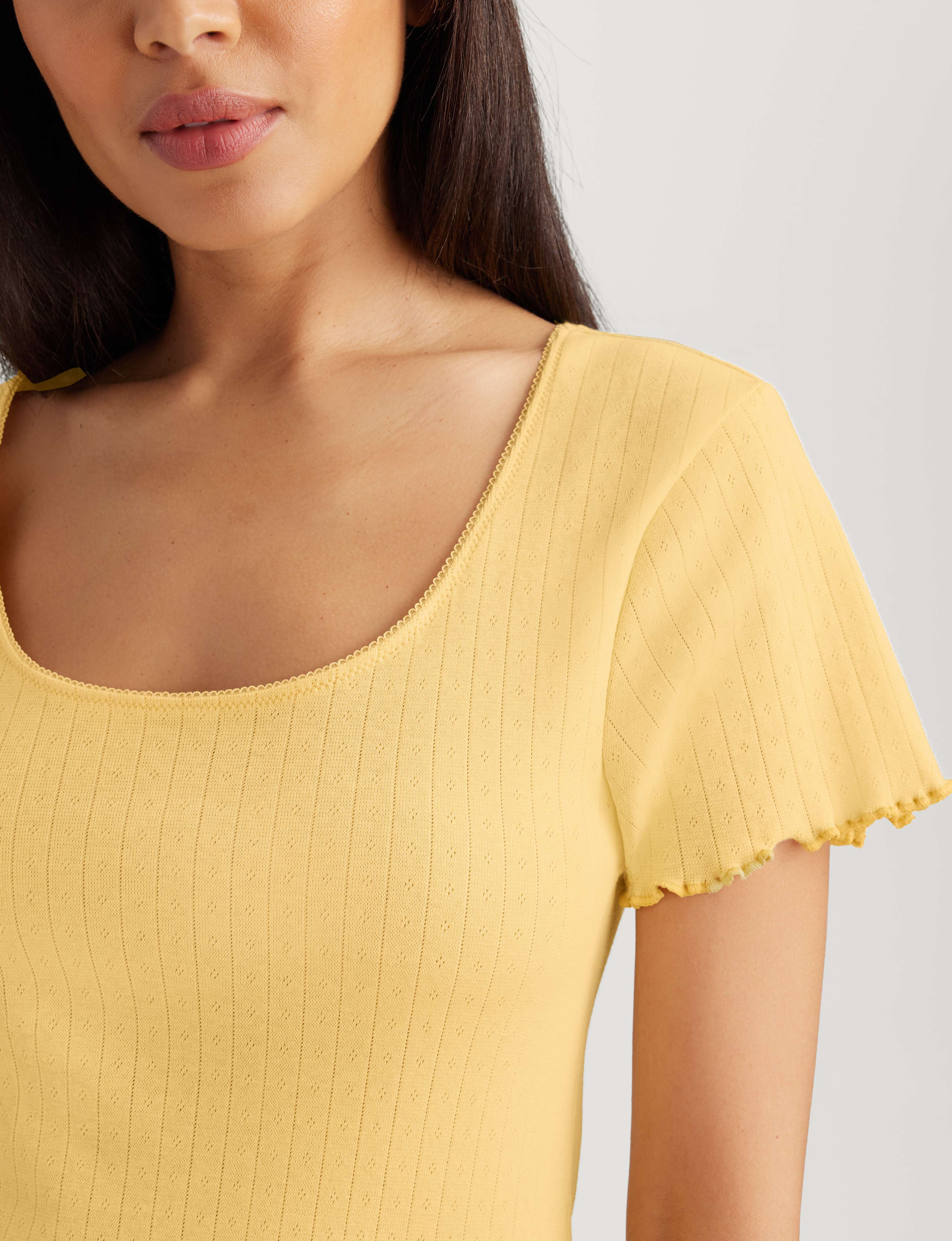 Women's Cotton Pointelle Rib Tee