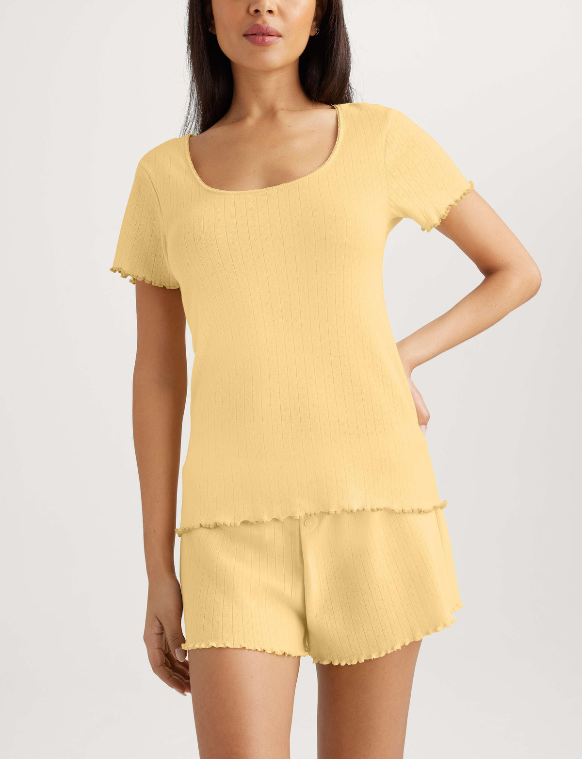 Women's Cotton Pointelle Rib Tee