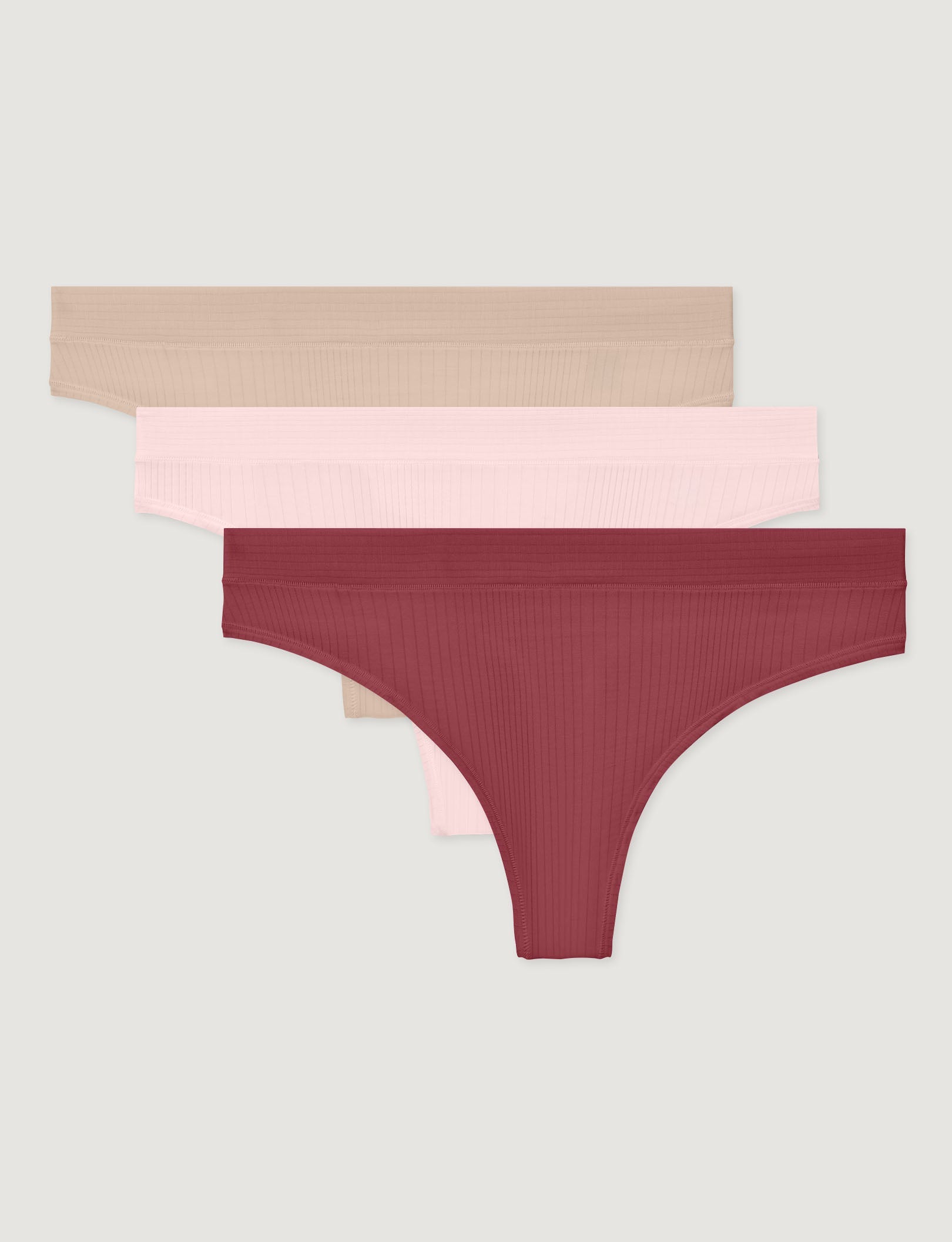 Women's Second Skin Luxe Rib Thong (3-Pack)
