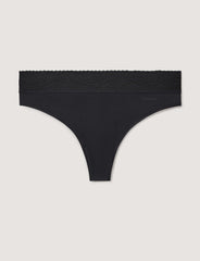 Women's Cool Cotton Thong, Lace Waist
