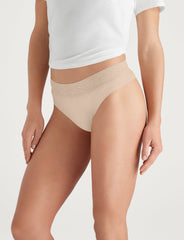 Women's Cool Cotton Thong, Lace Waist (3-Pack)