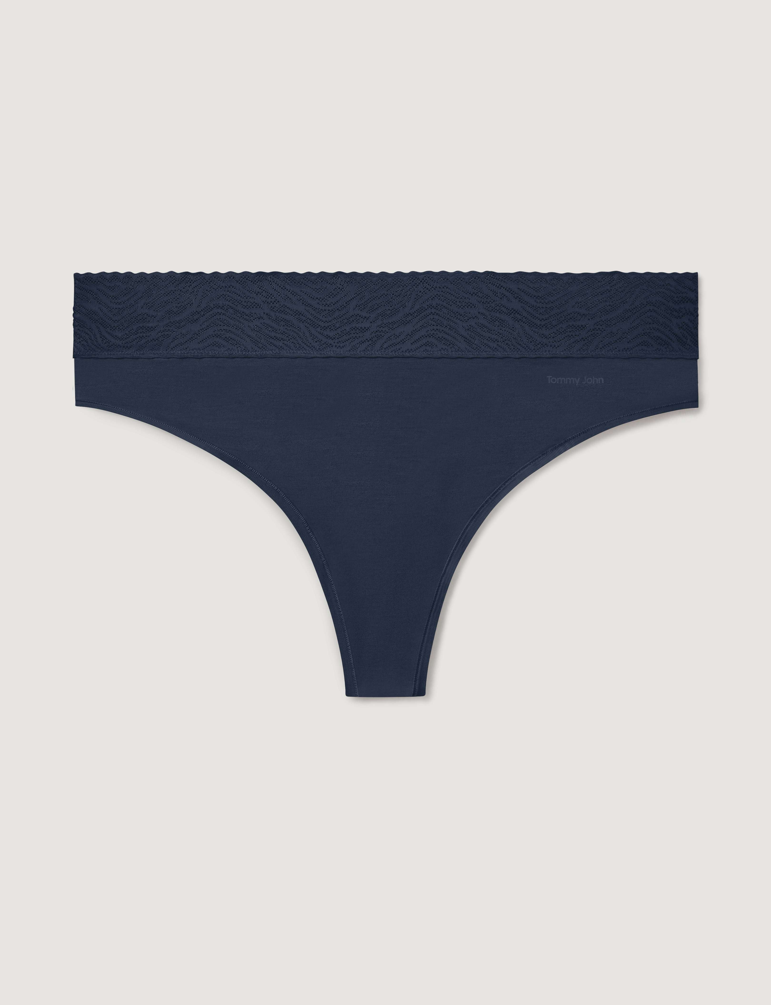 Women's Cool Cotton Thong, Lace Waist