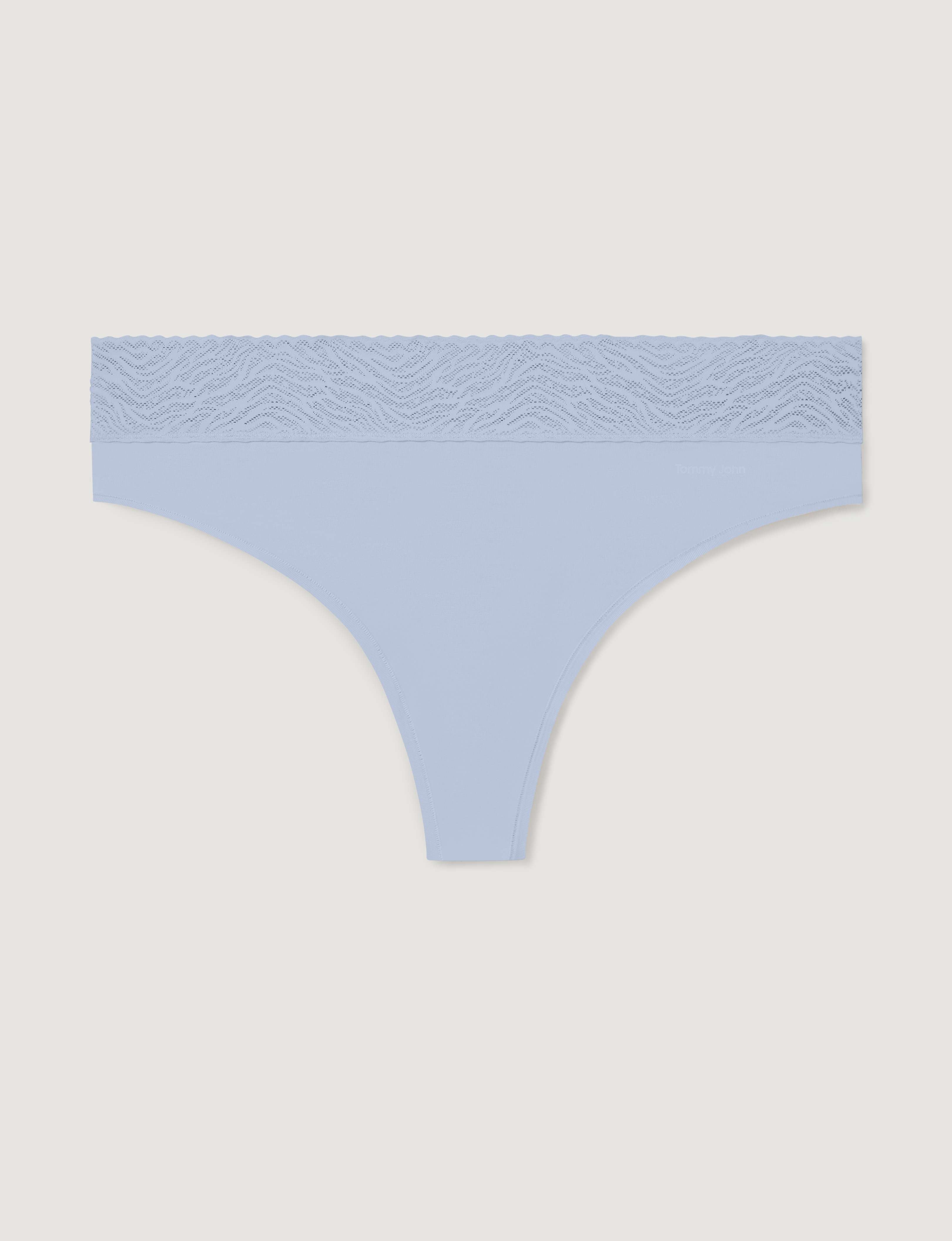 Women's Cool Cotton Thong, Lace Waist