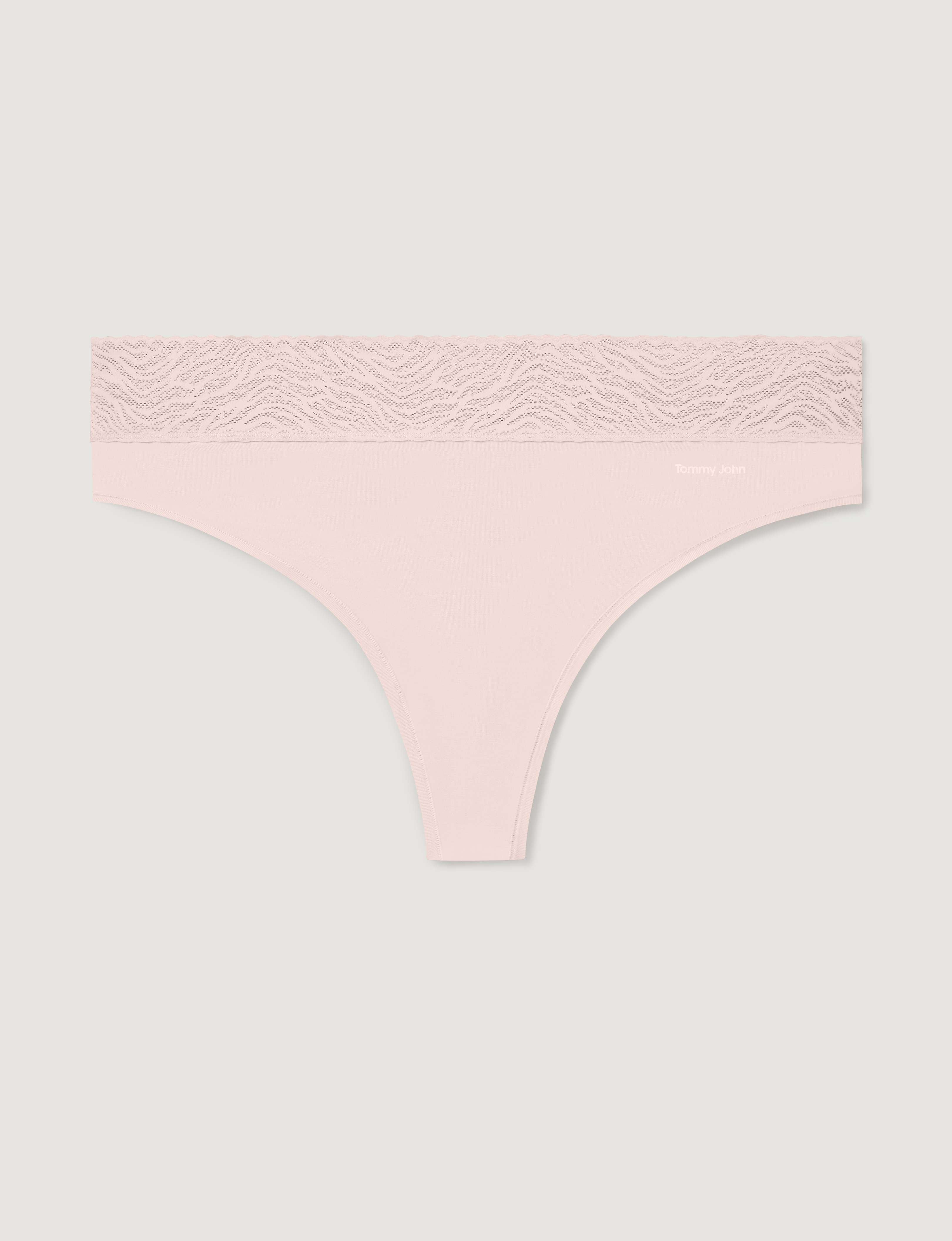 Women's Cool Cotton Thong, Lace Waist