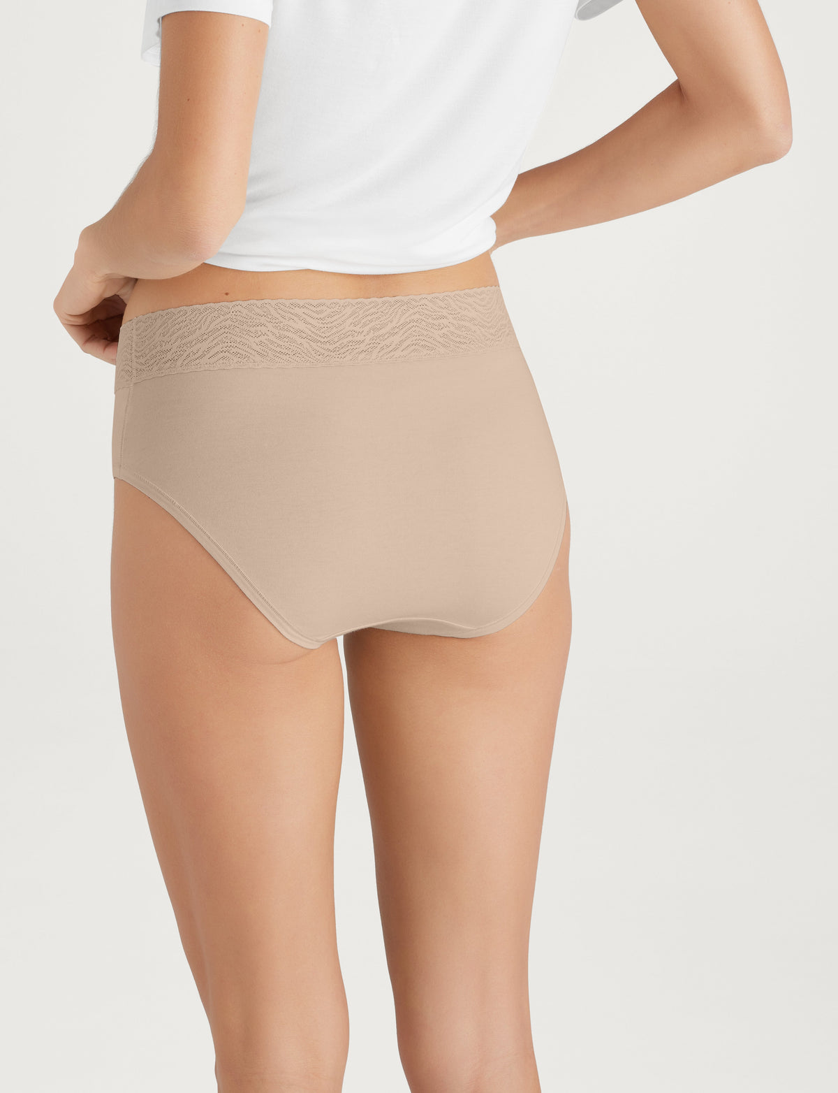 Women's Cool Cotton High Rise Brief, Lace Waist