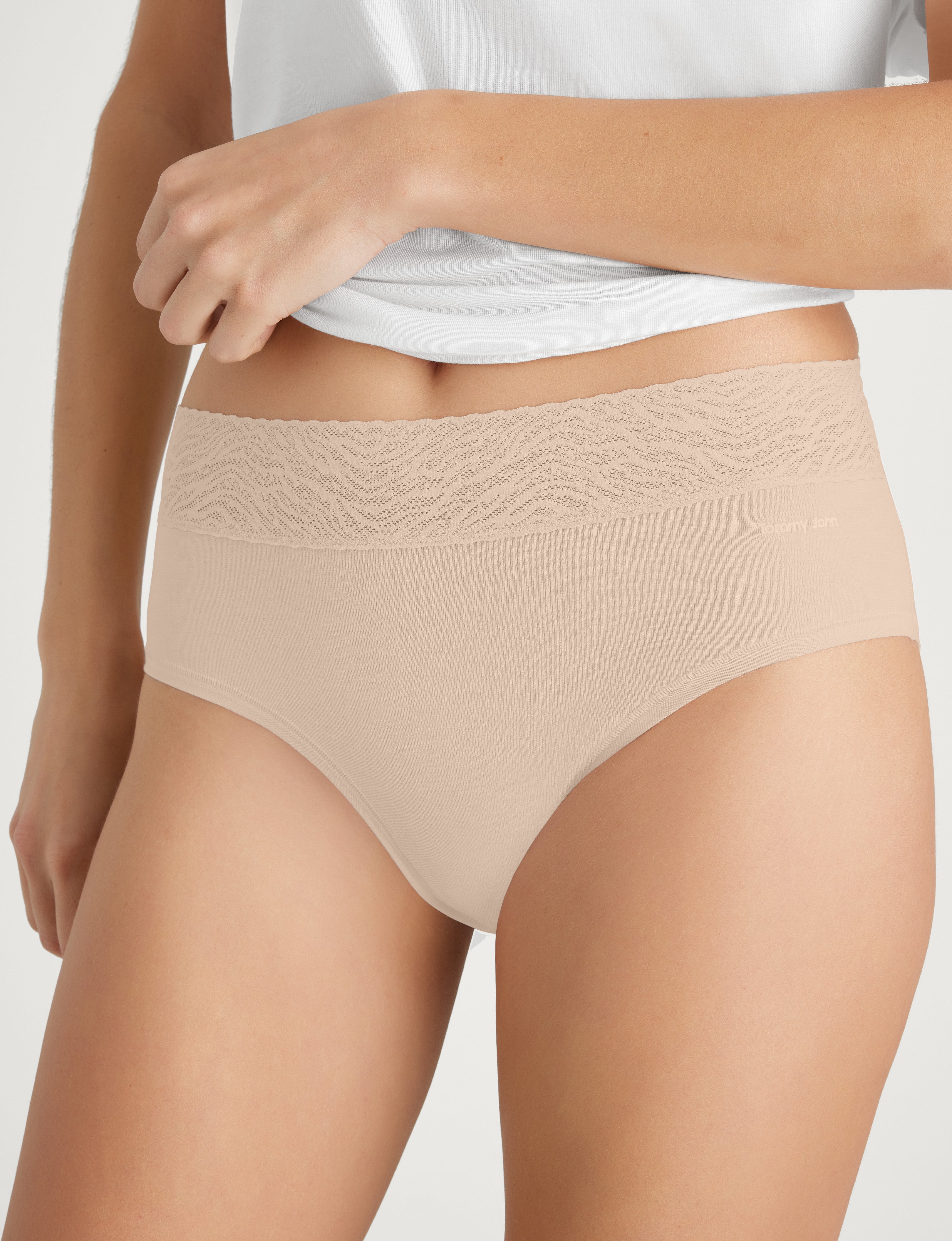 Women's Cool Cotton High Rise Brief, Lace Waist