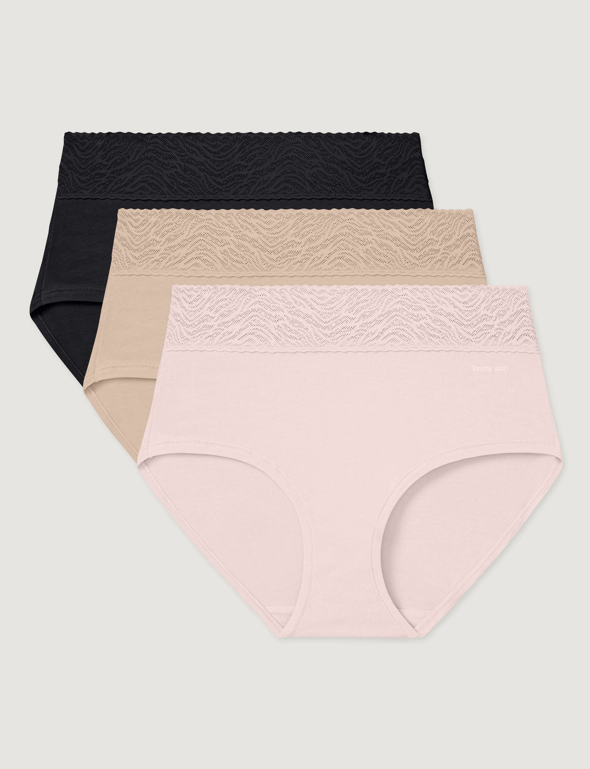Women's Cool Cotton High Rise Brief, Lace Waist (3-Pack)
