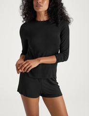 Women's Second Skin Luxe Rib Long Sleeve Crew Neck & Short Set