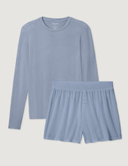 Women's Second Skin Luxe Rib Long Sleeve Crew Neck & Short Set